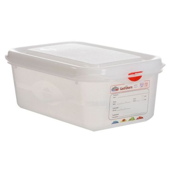 Polypropylene Gastronorm Container GN 1/4 100mm 2.8ltr Colour Coded With Label