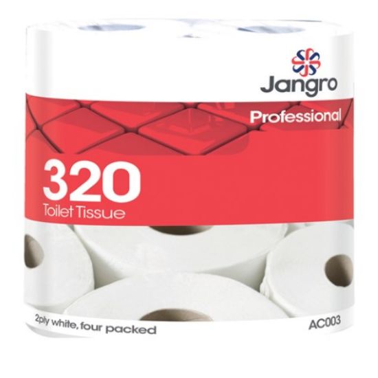 Jangro Toilet Roll Pure 320sht 9 X 4pkt 2ply White (Case of 36)