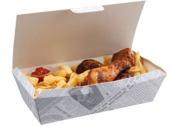Newsprint Kraft Rectangular Multi Food Box 250x125x60 (150)