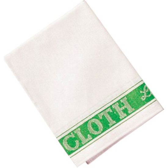 Linen Union Glass Cloth White/Green (Pack Of 10)