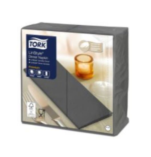 TORK LINSTYLE DINNER NAPKIN 8 FOLD 39CM ANTHRACITE (600)