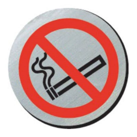 No Smoking Door Disc Self Adhesive 75mm Silver