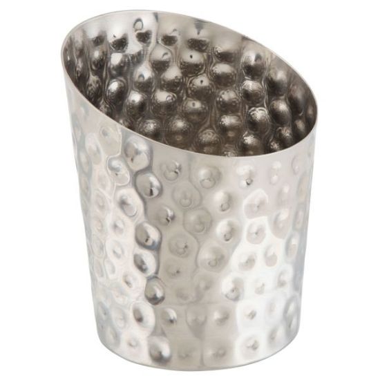 Hammered Stainless Steel Angled Cone 9.5x11.6cm