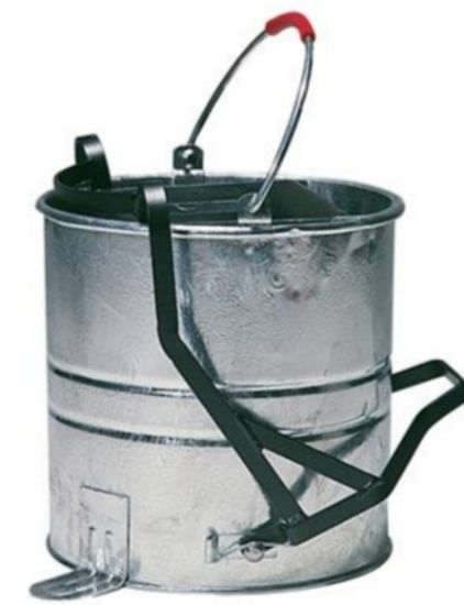 Galvanised Mop Bucket With Steel Roller 10ltr With Foot Operated Wringer