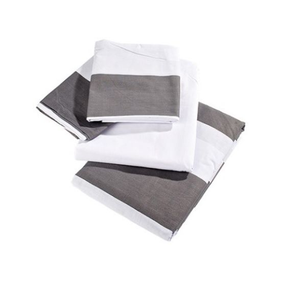 DOUBLE STRIPED GREY LINEN SET