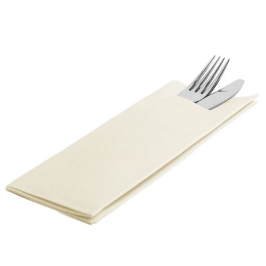 TORK PREMIUM LINSTYLE WHITE CUTLERY BAG NAPKIN 39CM 8 FOLD WHITE (600) *p
