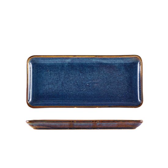 Terra Porcelain Aqua Blue Narrow Rectangular Platter 36 X 16.5cm (3)