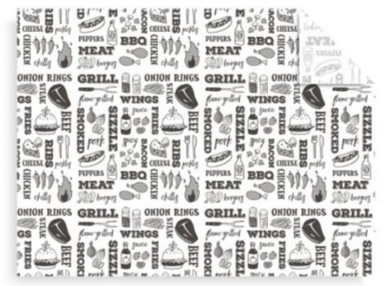CASE OF (1000) VEGWARE GRILL GREASEPROOF WHITE & BLACK 400x300MM *P