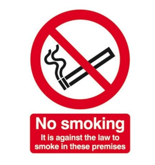 NO SMOKING IT IS AGNST THE LAW TO SMOKE IN THESE PREMISES 210X148 S/A