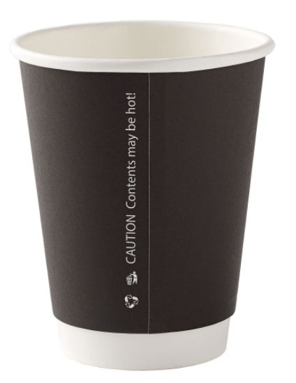 CASE OF 500 BLACK 8oz DOUBLE WALL CUP