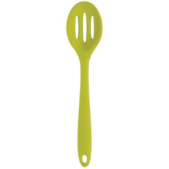 COLOURWORKS SLICONE SLOTTED SPOON GREEN 27CM