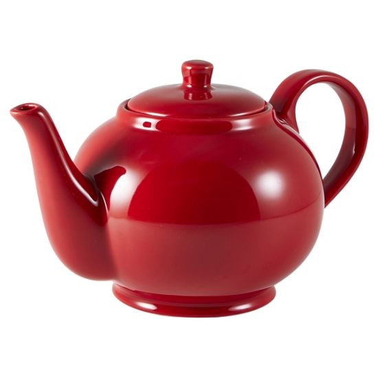 Genware Porcelain Red Teapot 15.75oz (6)