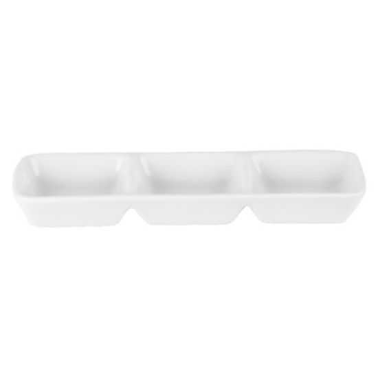 CASE OF PORCELITE 3 DIVISIONAL DIP TRAY 7.75 X 2.5" (6)
