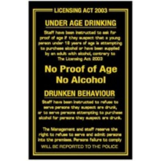 Licensing Act 2003 280x170mm Black On Gold