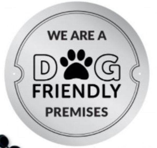 SILVER EXTERIOR WE ARE A DOG FRIENDLY PREMISES SIGN 150MM