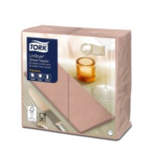 TORK LINSTYLE DINNER NAPKIN 8 FOLD 39CM CORAL (600)