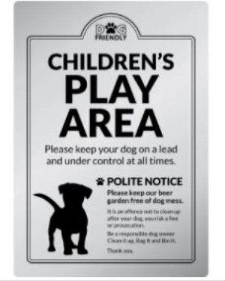 SILVER EXTERIOR CHILDRENS PLAY AREA DOGS POLICY 210X397MM