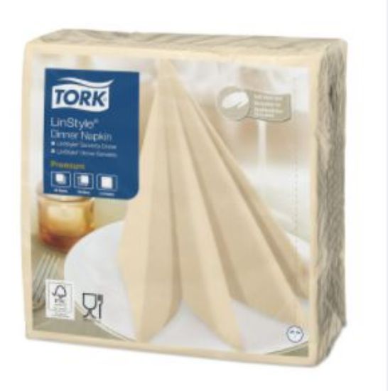 TORK LINSTYLE DINNER NAPKIN 4 FOLD 39CM CREAM (600)