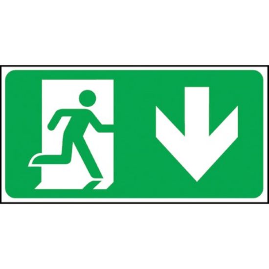 Man Running Arrow Down F/P Semi-Rigid 150x300mm