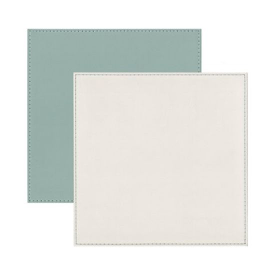 Placemat Set Faux Leather Reversible Stone/Duck Egg (4) *p