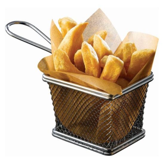 Serving Fry Basket Rectangular Stainless Steel 10x8x7.5cm