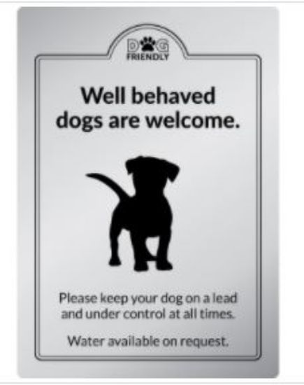 SILVER EXTERIOR WELL BEHAVED DOGS ARE WELCOME 210X397MM