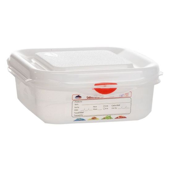 POLYPROPYLENE GASTRONORM CONTAINER GN 1/6 65MM 1.1LTR COLOUR CODED WITH LABEL