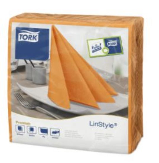 TORK LINSTYLE DINNER NAPKIN 4 FOLD 39CM ORANGE (600)