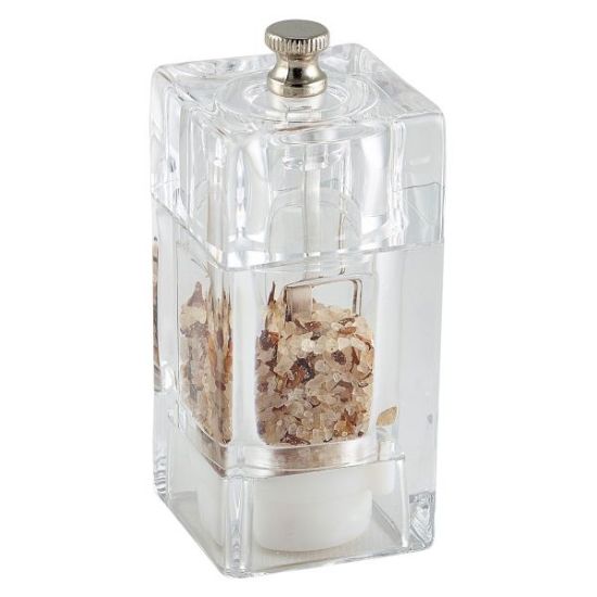 GENWARE SQUARE SALT/PEPPER GRINDER ACRYLIC 10CM