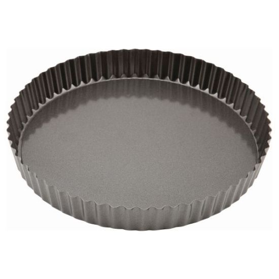 CARBON STEEL NON STICK FLUTED QUICHE TIN WITH LOOSE BASE 25CM