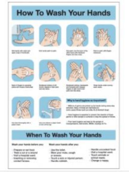 HOW TO WASH HANDS SIGN 200 X 300MM SELF ADHESIVE