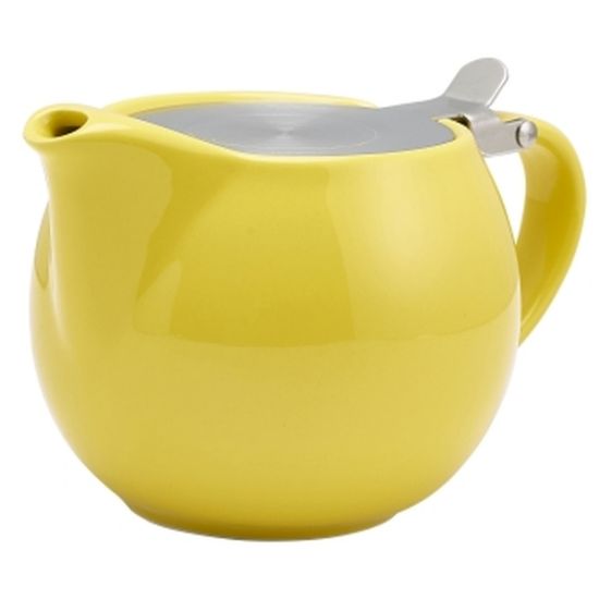 Genware Porcelain Yellow Teapot With St/St Lid And Infuser 50cl 17.6oz (6)