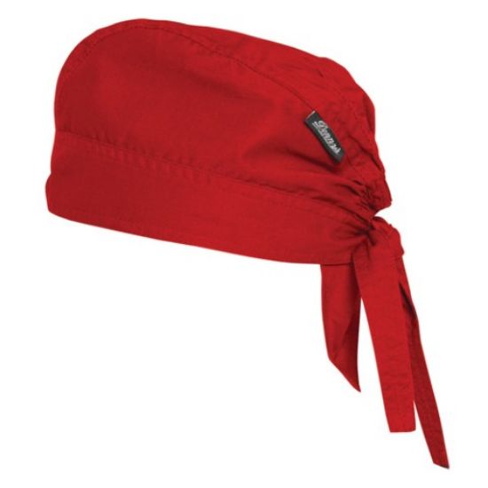 BANDANA CAP WITH ELASTICATED BACK AND TIE TAPES RED