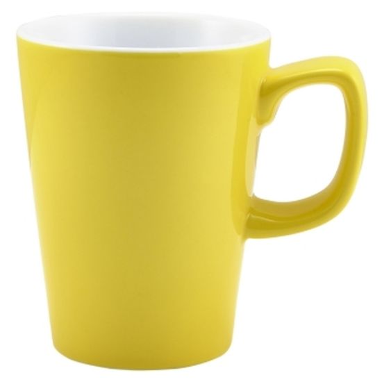 Genware Porcelain Yellow Latte Mug 34cl 12oz (6)