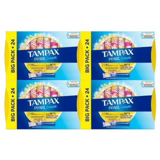 Tampax Pearl Compak Regular Tampon With Applicator (4 packs of 24)