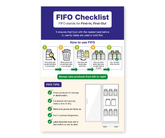 FIFO FIRST IN FIRST OUT CHECK LIST 200 X 300mm SELF ADHESIVE