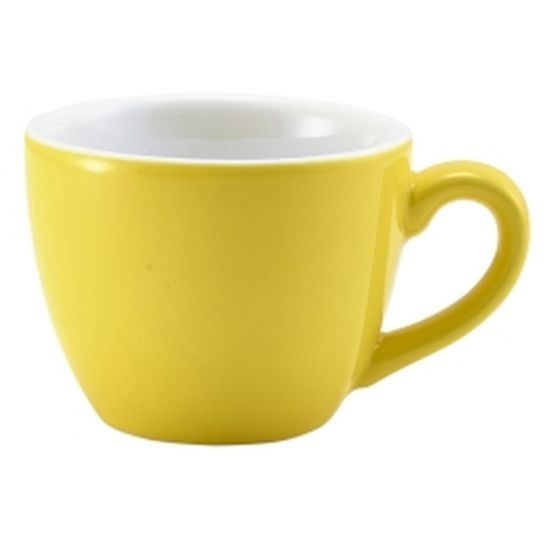Genware Porcelain Yellow Bowl Shaped Cup 9cl 3oz (6)