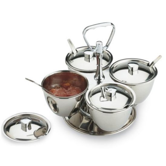 Revolving Relish Server 4 Way St/St *p