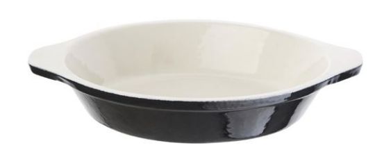 VOGUE BLACK CAST IRON ROUND GRATIN DISH 400ml