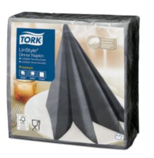 TORK LINSTYLE DINNER NAPKIN 4 FOLD 39CM ANTHRACITE (600)