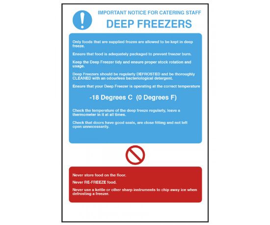 DEEP FREEZERS INFORMATION GUIDE 200 X 280mm SELF ADHESIVE