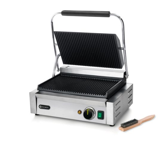 Hendi Large Panini Grill Ribbed Top And Bottom 47x37x21cm One Year Warranty