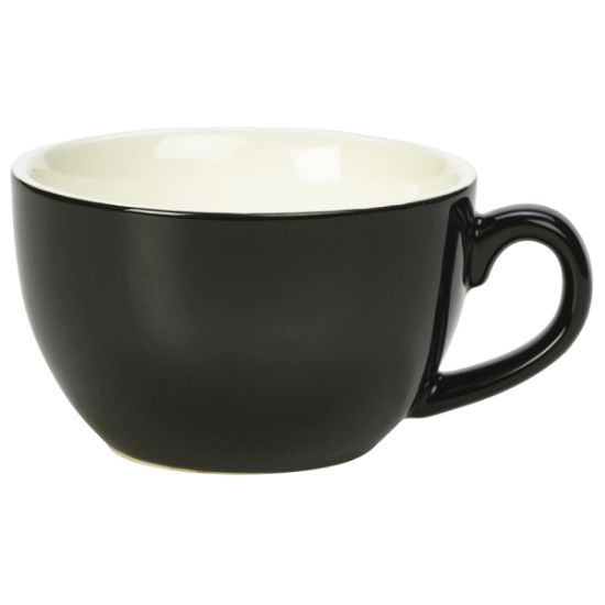 Genware Porcelain Black Bowl Shaped Cup 17.5cl 6oz (6)