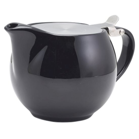 Genware Porcelain Black Teapot With St/St Lid And Infuser 50cl 17.6oz (6)