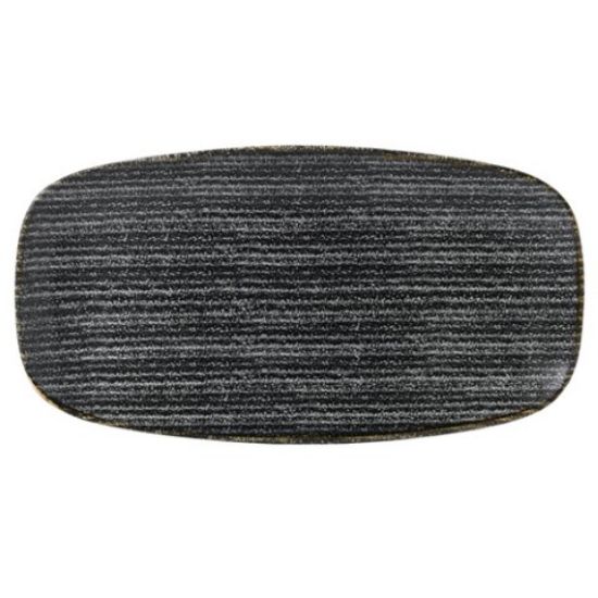 HOMESPUN CHARCOAL BLACK CHEFS OBLONG PLATE 13.87"x7.37" (6)
