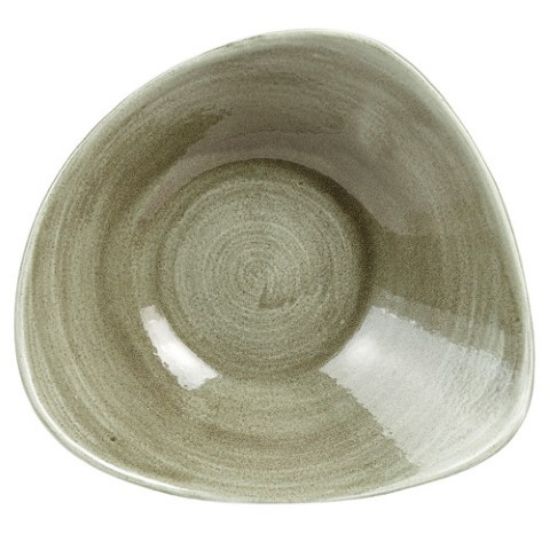 STONECAST TRIANGLE BOWL 9.25" PATINA BURNISHED GREEN (12)