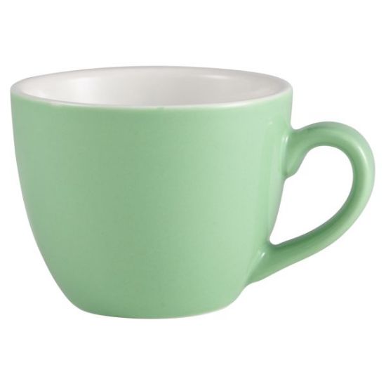 Genware Porcelain Green Bowl Shaped Cup Green 9cl 3oz (6)