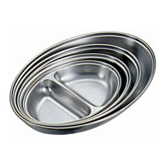 OVAL 2 SECTION VEGETABLE DISH 8" ST/ST