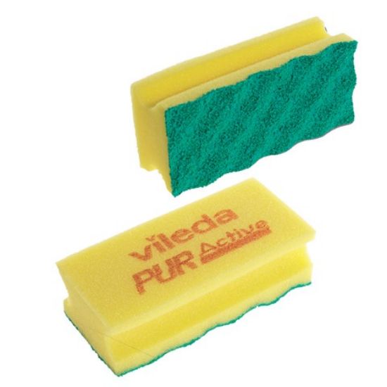 Vileda Puractive High Foam Scourers Yellow (Pack Of 10)