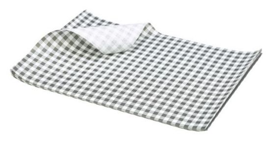 Gingham Print Greaseproof Paper 25x20cm Black (1000)
